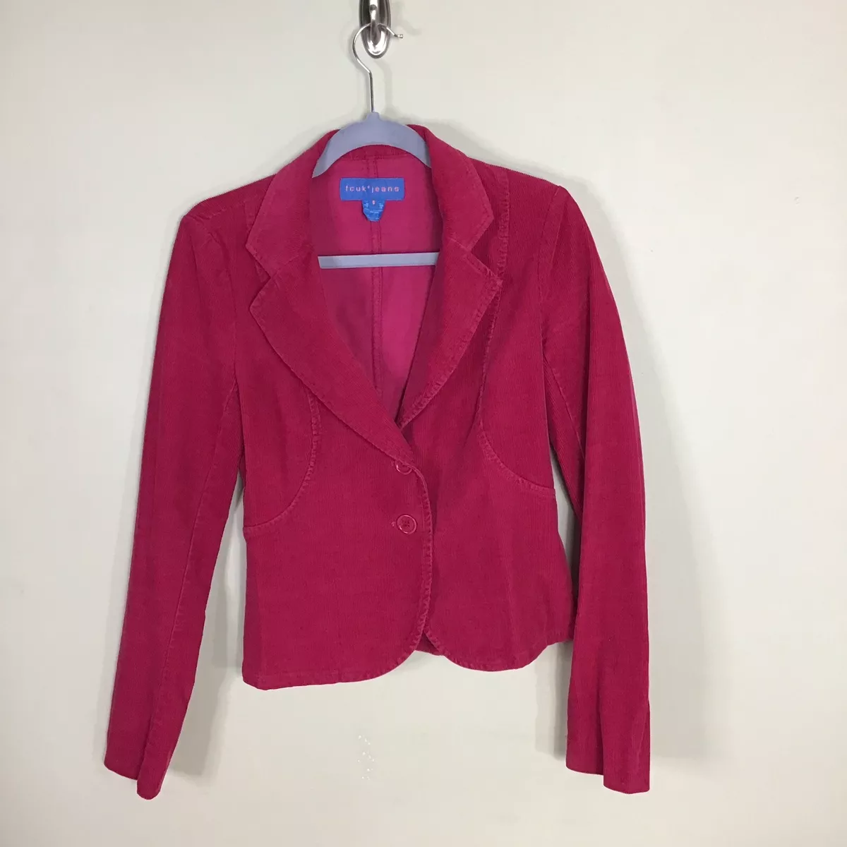French connection Fcuk jeans Pink Corduroy waist blazer Women Size