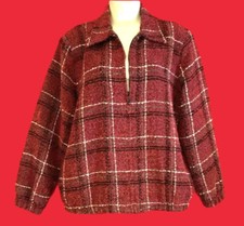 ALFRED DUNNER .. Tweed Plaid Zipper Front Blazer Jacket .. Burgundy .. Size 10