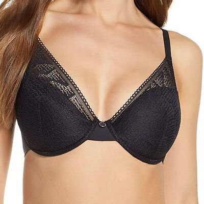 Chantelle Erika Plunge BH Damen BH mit Bügel Gr. 80D Schwarz NEU