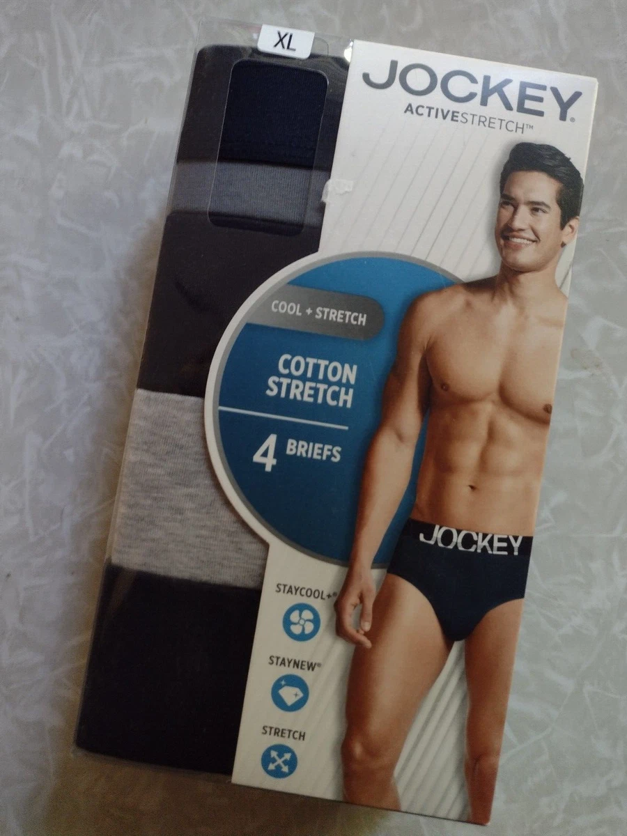 New 4 Pack Men s Jockey Active Cool Stretch Cotton Briefs Size XL