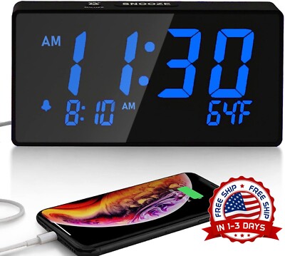 Reloj despertador con pantalla LED y puerto USB volumen de alarma ajustable NEW
