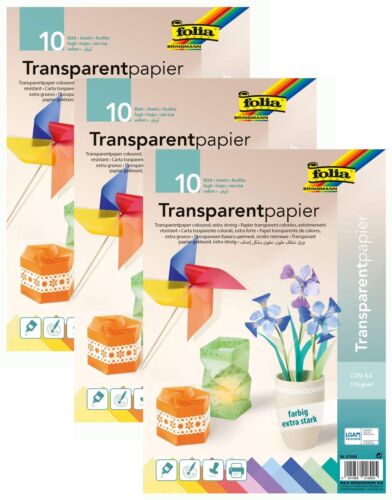 Folia 87409 - Transparent Paper A4 115 g 10 Sheets Assorted Colours - Picture 1 of 6