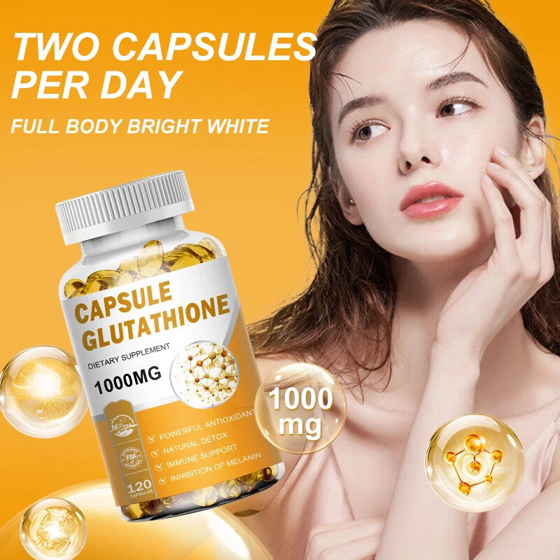 New Glutathione Capsules 1000MG Anti-Aging Skin Whitening Antioxidant Softgels - Image 4 of 4