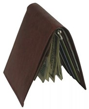 Mens Leather Metal Spring Money Clip Wallet Slim Front Pocket Credit Card Holder