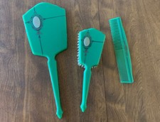Vintage Bakelite Vanity Set with Handheld Mirror, Comb and Brush- Sage Green