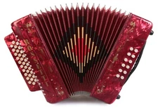Rossetti 3112 GCF Sol 31 Button Diatonic Accordion - Red w/ Straps, Hard Case