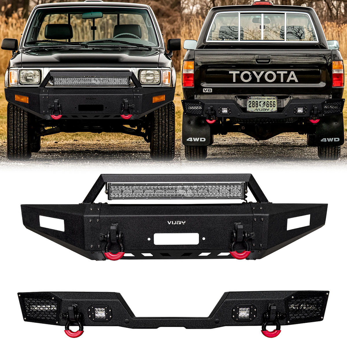 Vijay For 1989-1995 Toyota Pickup Steel Front/Rear Bumper W/Winch