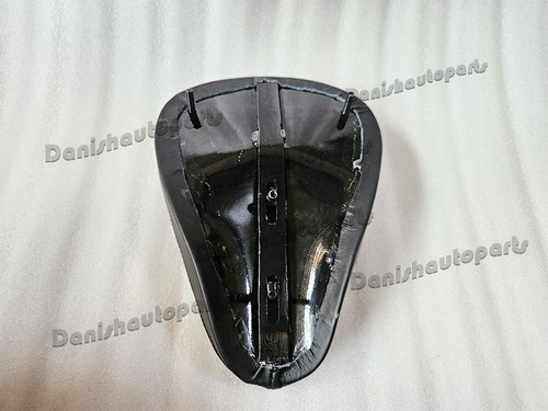 BLACK LEATHER VERT RIB CHOPPER SOLO SEAT & PILLION PAD TUCK & ROLL HARLEY BOBBER - Picture 10 of 23