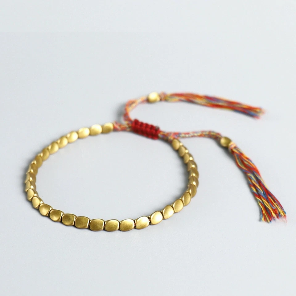 Tibetisches Glücksarmband Kupfer Perlen Handgefertigt Verstellbar Buddhistisch - Bild 3 von 4