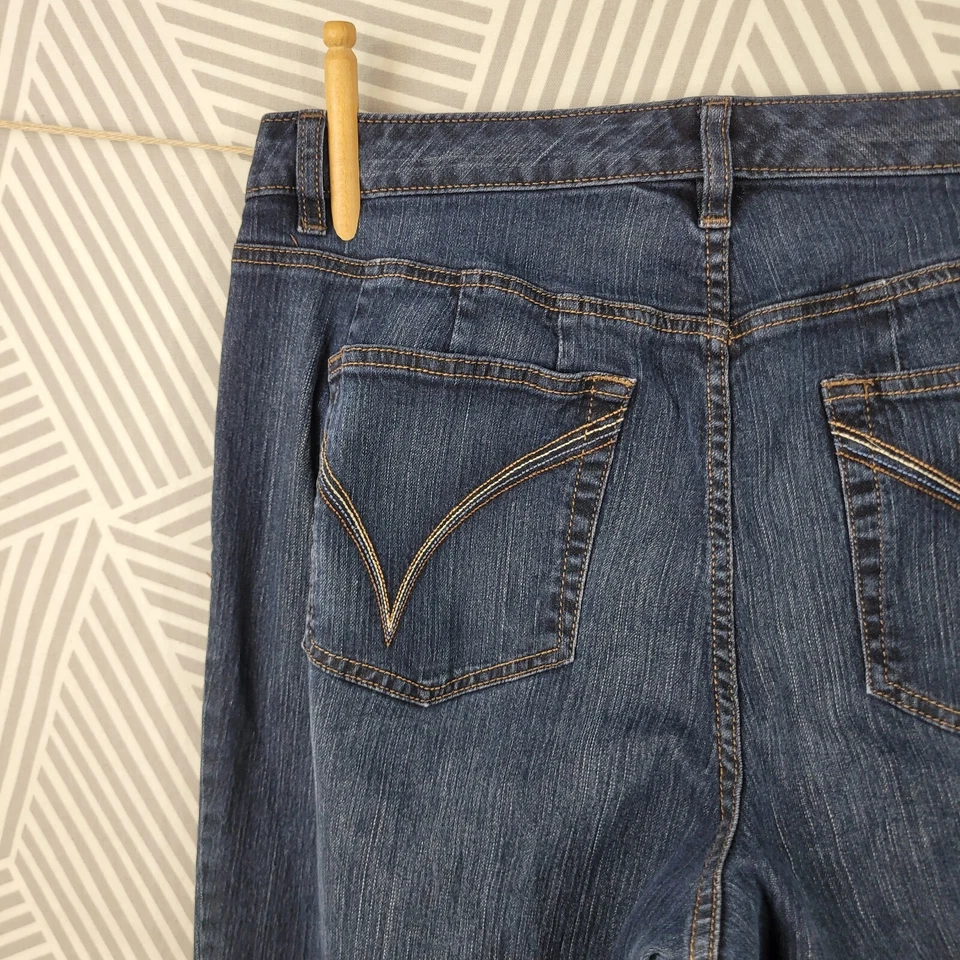 Jeans jeans azul lavagem escura vintage Y2K Venezia 2 16 altura 36x36 corte bota alargada  - Imagem 4 de 4