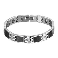 Men's Stainless Steel Carbon Fiber Magnetic Bracelet Bangle Power Energy Link