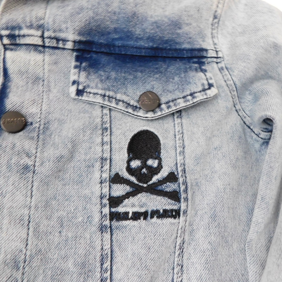 Jean Garçon Philipp Plein Sheriff Crâne Logo Bleu Marine - Taille 5-6 Ans, Occasion Très Bon état