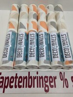 Vliestapete Grandeco 6X UN3002 (6Rollen) Retro Muster Weiß Orange G Restposten