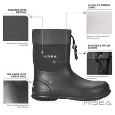 HISEA Black Unisex Mid-Calf Rubber Garden Boots US Size M10/W11 
