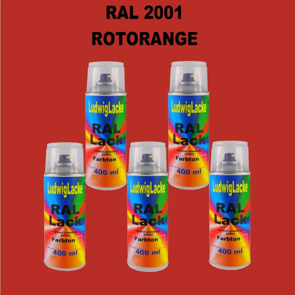 RAL 2001 Rotorange Glänzend Spraydosen 5 x 400ml   Farbspray Profis