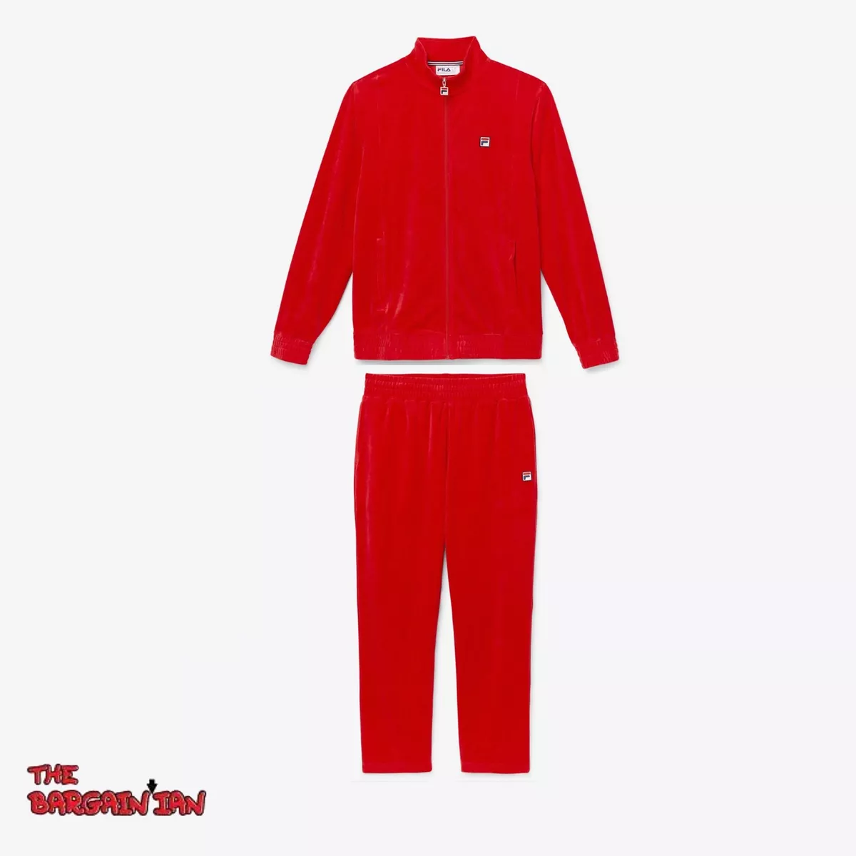 Fila Men's Velour Sweatsuit Tracksuit Red Set Velvet Size M L XL 2XL 3XL  4XL NWT