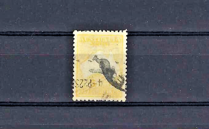 Australia 1918 #54 Used Kangaroo, Yellow & Grey, 5 Shilling
