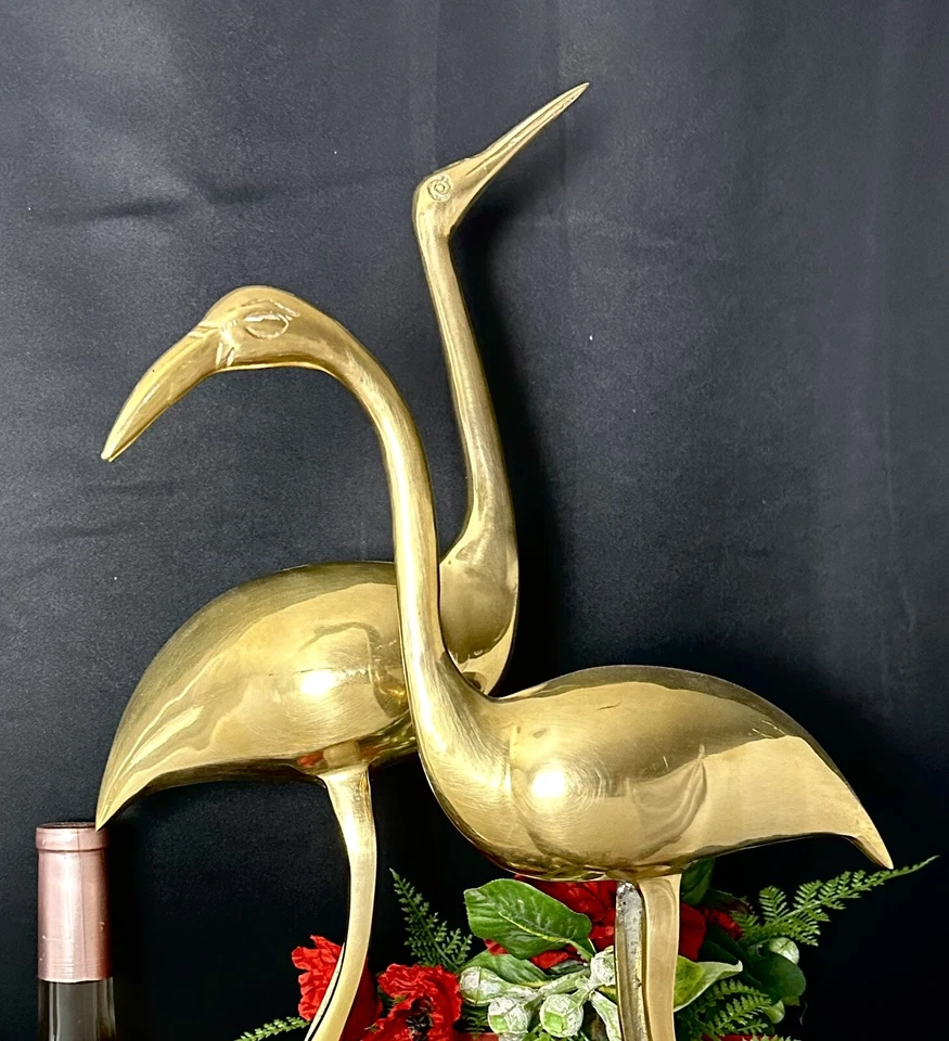 Estatuas de flamenco de latón MCM alto decorativo latón playa flamenco decoración 20"/24" Foto 3 de 4