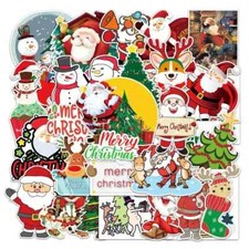 50pcs Festive Christmas Santa Holiday Waterproof Stickers
