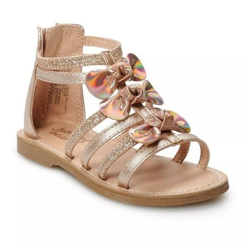 Toddler GIrls Gladiator Gold Bow Toddler Sandals Size 7 New