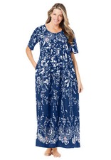 Only Necessities Women's Plus Size Petite Bib Front Lounger Dress Or Nightgown