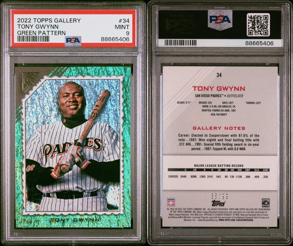 ⚾️ 2022 Topps Gallery Tony Gwynn - Green Pattern 65/99 PSA 9 MINT POP 2 ⚾️ - Image 2 of 3