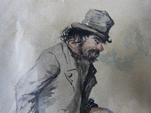 Louis TENAILLE (1851-1899) Original Watercolor "Tramp", 19th century - Picture 6 of 9