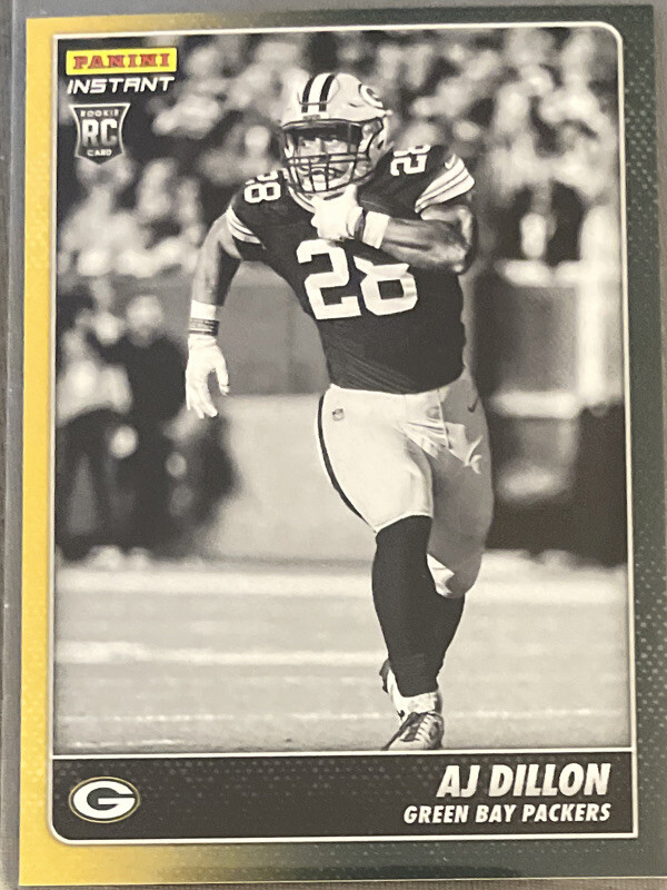 2020 PANINI INSTANT BLACK & WHITE RC AJ DILLON ROOKIE SP #’d 1/518