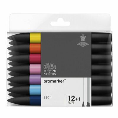 Winsor and Newton Letraset ProMarker Set (12 colours + Free Blender) - Set No.1