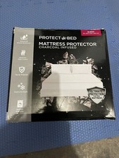 NEW PROTECT A BED Charcoal Infused Mattress Protector, QUEEN Open Box New