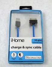 iHome 30 Pin Sync & Charge  for iPhone/ iPad Cable, 5 foot, HOT BLE, Brand New.