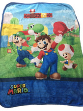 Ninetendo Super Mario Brothers Toddler Baby Blanket Dinosaur Blue Green L11