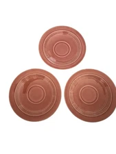 3 Vintage Homer Laughlin Harlequin Demitasse Saucers Rose Pink 5” Wide EUC