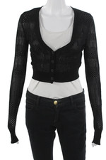 Intermix Unisex V-Neck Button Cotton Cardigan 90s Long Sleeve Black Size PP