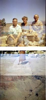DOUBLE EXPOSURE Hermit's Rest Grand Canyon Tourists Old Vintage Photo Negatives