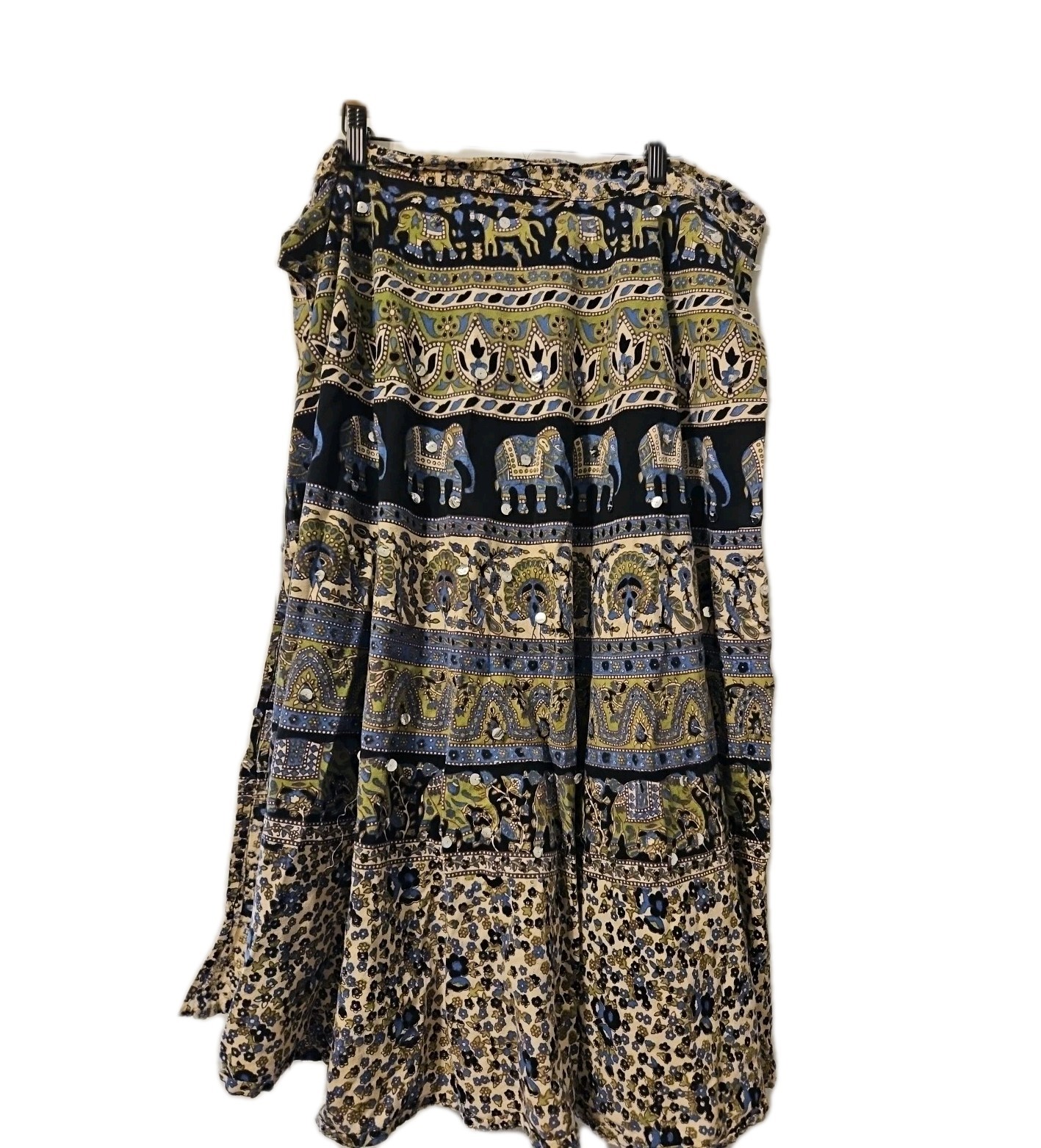 Vintage Indian Wrap Skirt Size Small to Medium Elephant Print Hippie Gypsy...