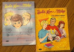 Barbie, Ken, and Midge Coloring Books Whitman  1964 Vintage original