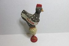 MODERN ART WOODEN CHICKEN w/ FARM FRESH EGGS METAL SIGN