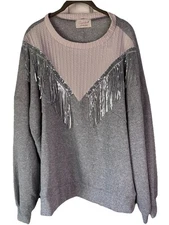 Sugarfox Gray Pullover Western Style With Tassels