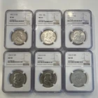 Franklin Silver Half Dollars 1962, 1963, 1963 D NGC Certified XF-MS Lot of 6