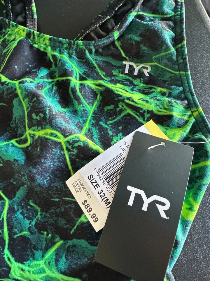 Maiô de corrida TYR DURAFAST verde tamanho 32 M Maxfit Synapse  - Imagem 2 de 3