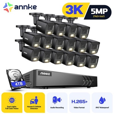 ANNKE 16CH DVR 5MP Audio Recording Security Camera System AI Color Night Outdoor