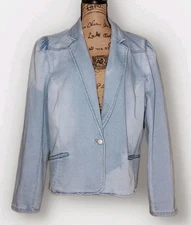I-N-C - Faded Stretch Cotton Blend Denim Blazer w/Pockets - Women's Size XXL