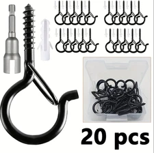 20pcs Windproof Hanger Hooks with Safety Buckle for Lights, Plants & Ceiling