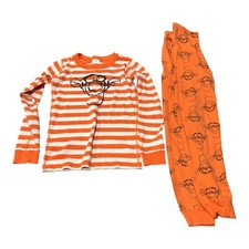 Hanna Andersson Disney Tigger Pajama Set Kids 8Y Orange White Striped Crew Neck