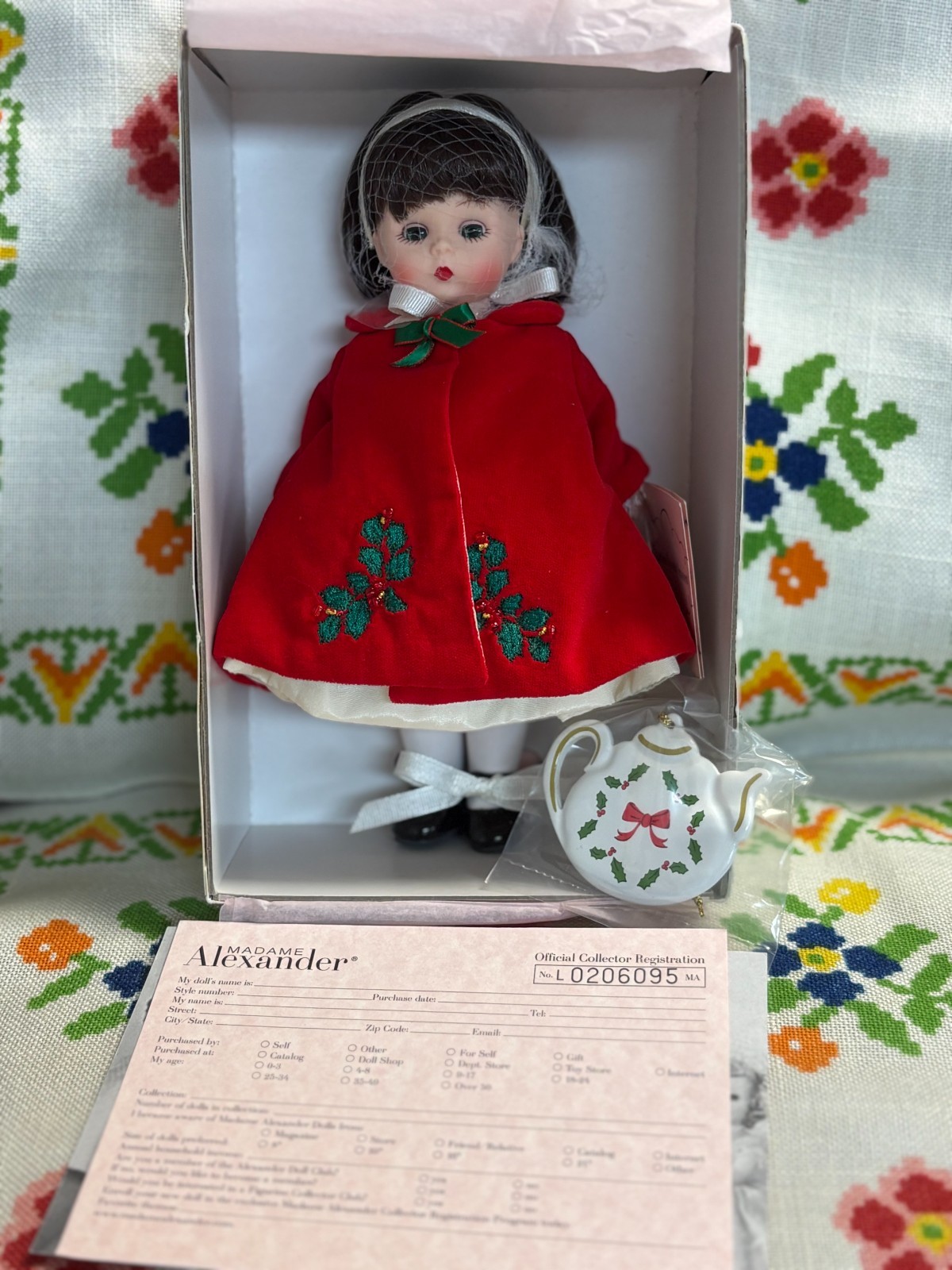 MADAM ALEXANDER 8" DOLL-CHRISTMAS TEA ORNAMENT