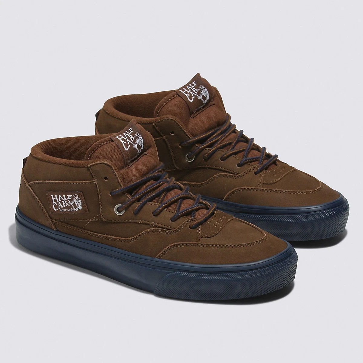 VANS X NICK MICHEL MEN\'S 6.5 HALF CAB \'92 MID SNEAKER BROWN NAVY NIB Vans Skate Half Cab  main image 3