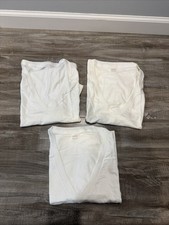 Lot 3 Vtg 80s Jockey Power Knit Blank White V-Neck T Shirt Sz L SS Made in USA
