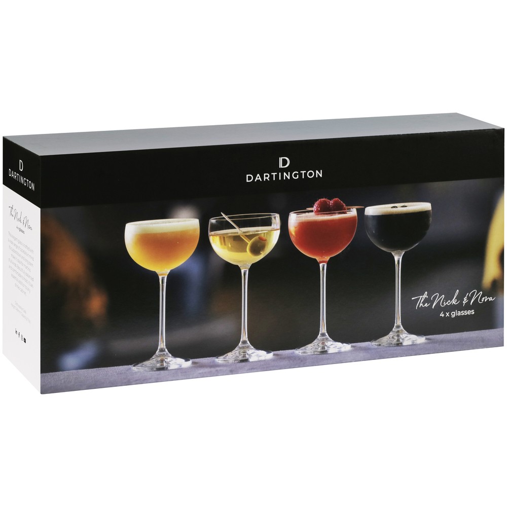 Dartington Nick & Nora Cocktail Glasses Set of 4 Lead-Free Crystal Gift Box