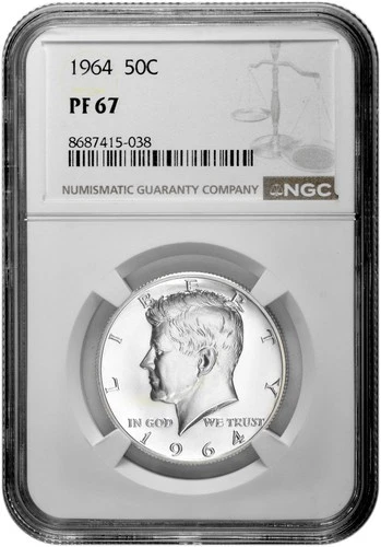 1964 50c Silver Proof Kennedy Half Dollar NGC PF 67 with New Holder